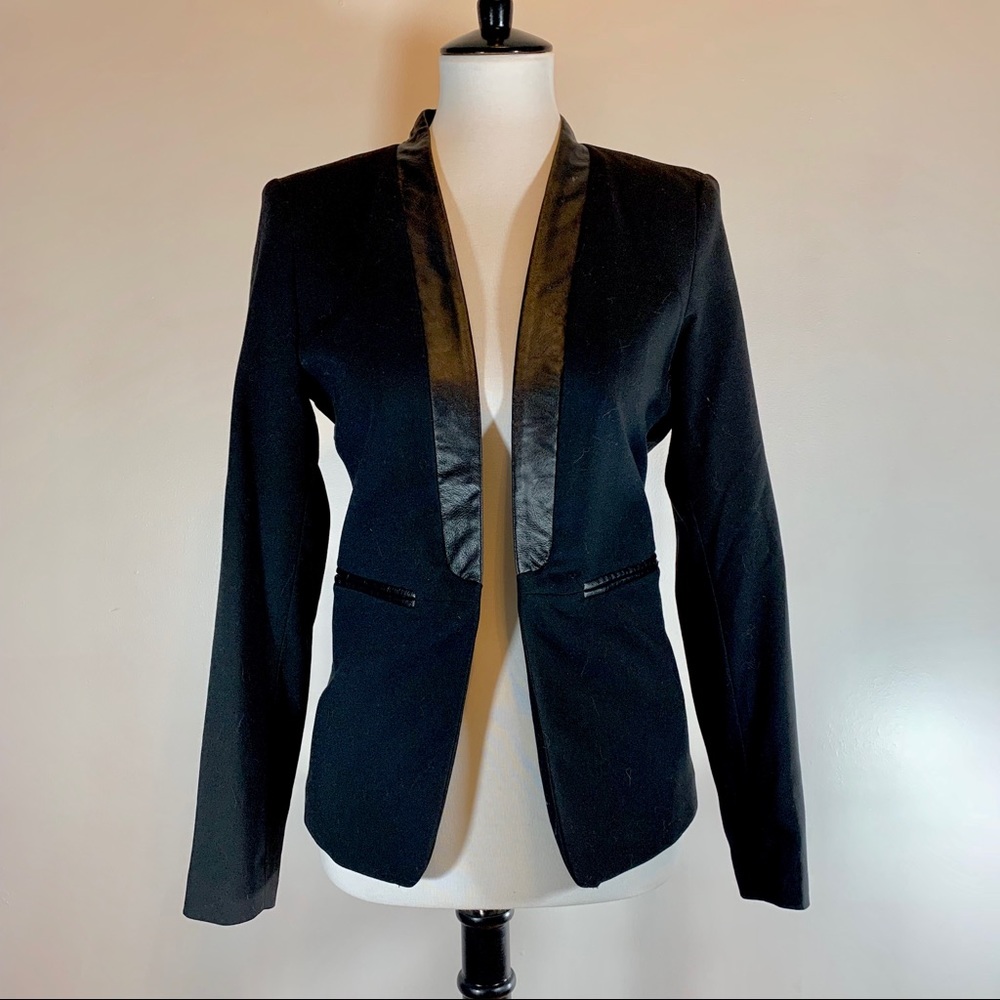 Black blazer with Faux Leather details